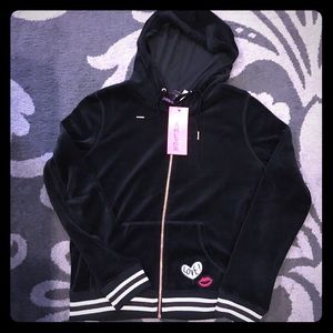 ❤️ Black Betsey Johnson Hoodie Jacket Sweatshirt